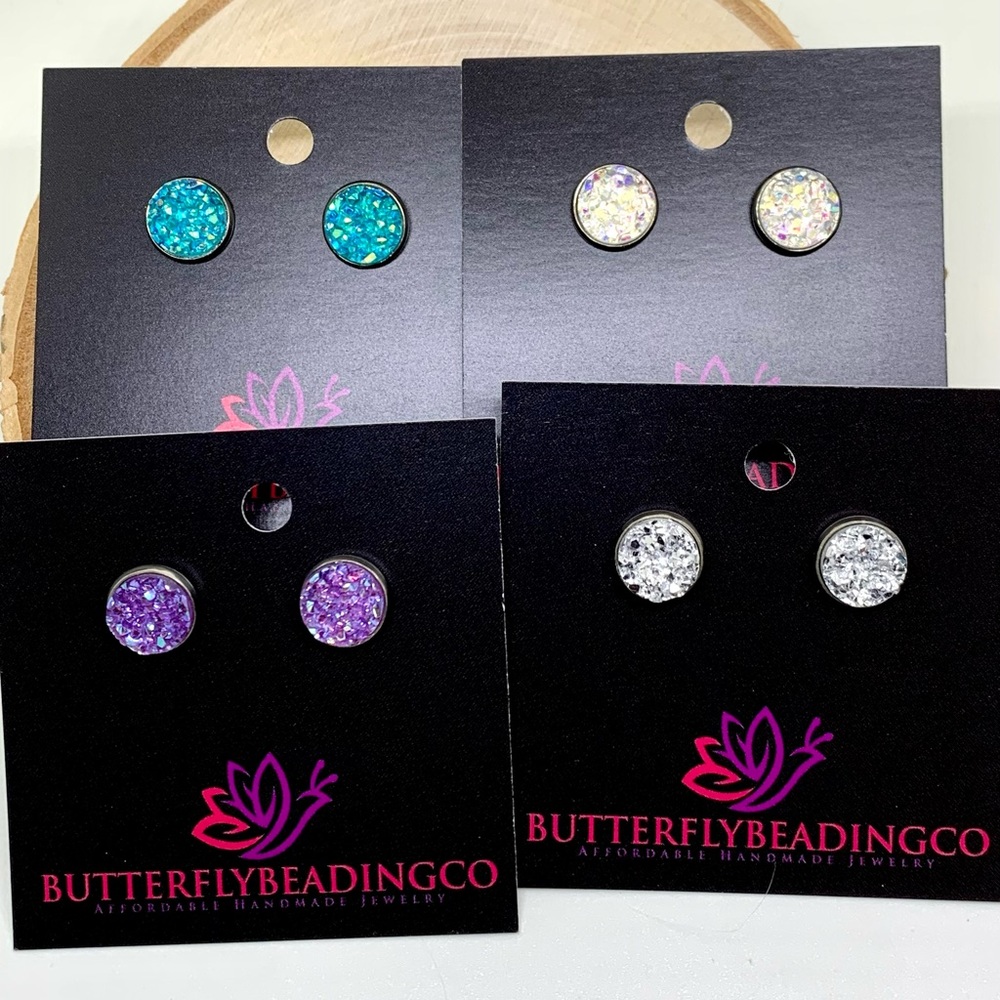 Stainless steel resin earrings